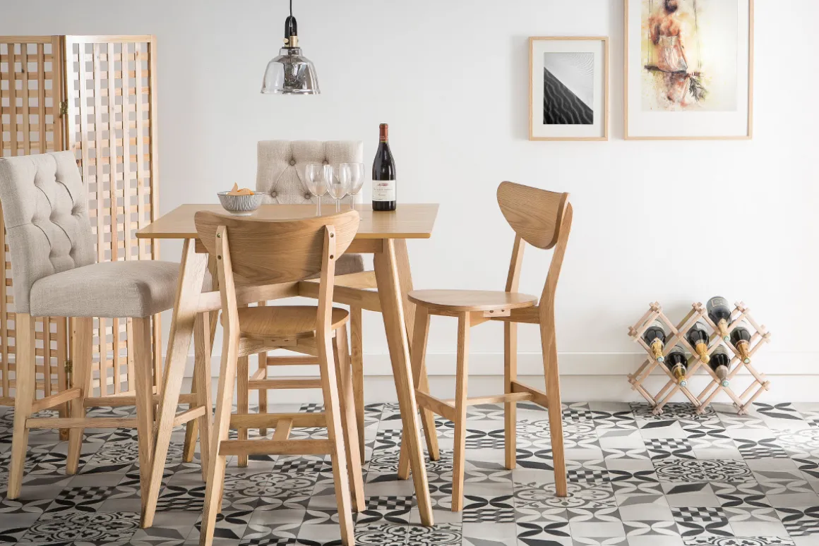Clearance Miliboo Taburete nórdico roble LEENA (lote de 2)