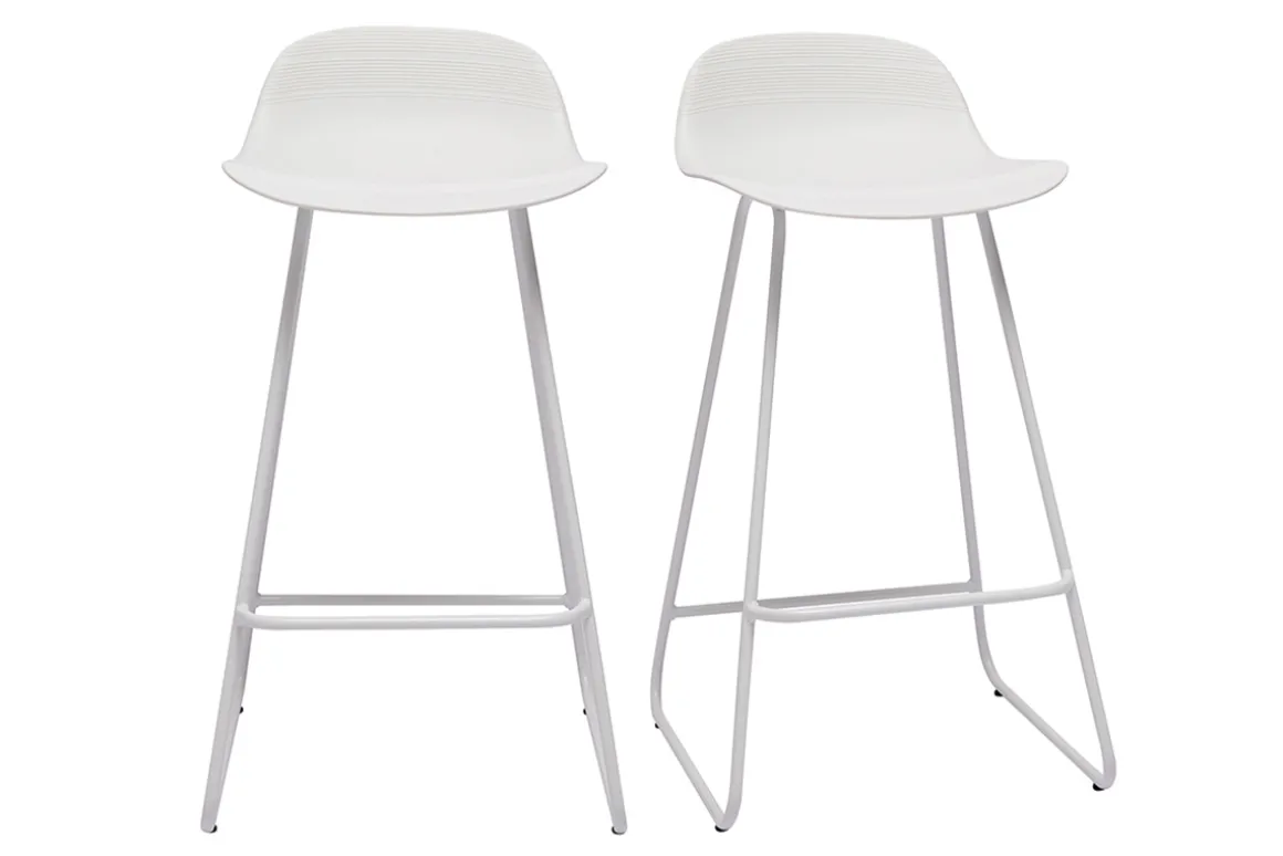 Best Sale Miliboo Taburetes de bar blancos A65 cm (lote de 2) ELLA