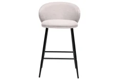 New Miliboo Taburetes de bar de diseño en tela de terciopelo texturizado beige y metal negro (juego de 2) ROSALIE