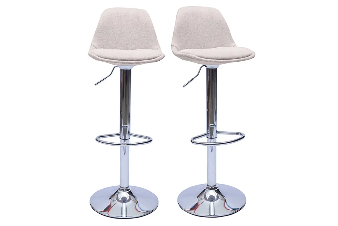 Store Miliboo Taburetes de bar de diseño de tela efecto terciopelo beige (juego de 2) STEEVY