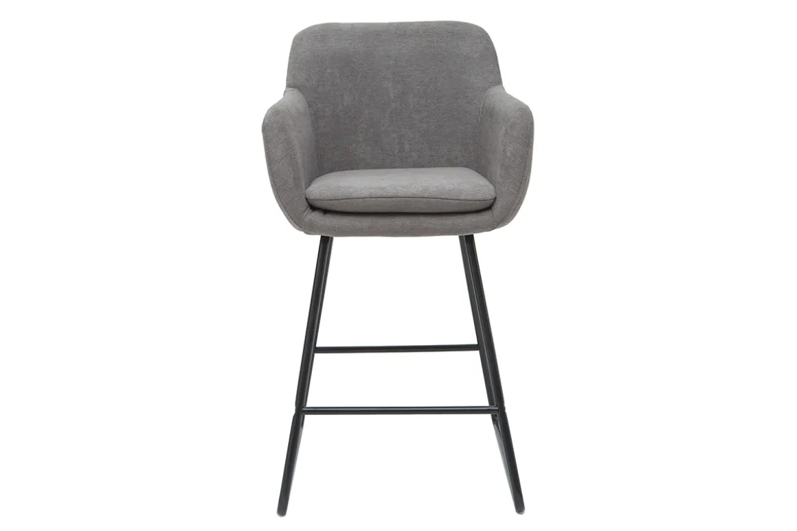 Best Miliboo Taburetes de bar en tejido efecto terciopelo gris A65 cm (lote de 2) AMIKA