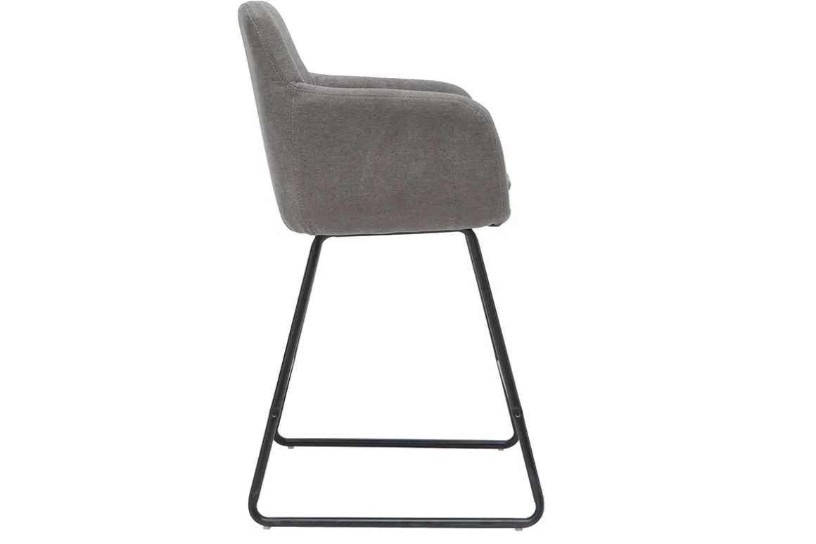 Best Miliboo Taburetes de bar en tejido efecto terciopelo gris A65 cm (lote de 2) AMIKA