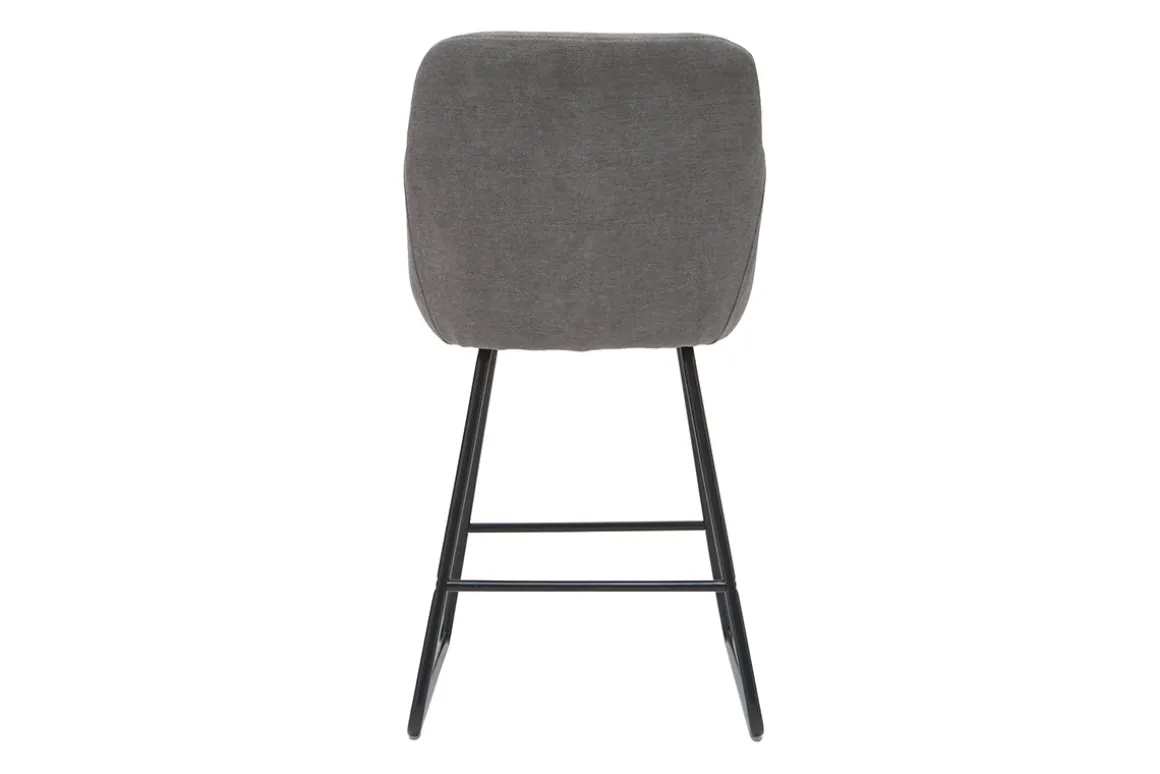 Best Miliboo Taburetes de bar en tejido efecto terciopelo gris A65 cm (lote de 2) AMIKA