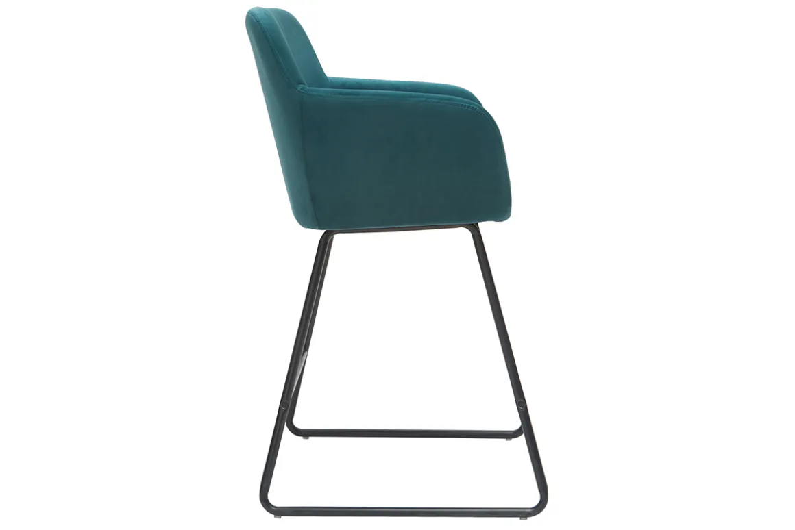 Cheap Miliboo Taburetes de bar en tejido efecto terciopelo azul petróleo A65 cm (lote de 2) AMIKA