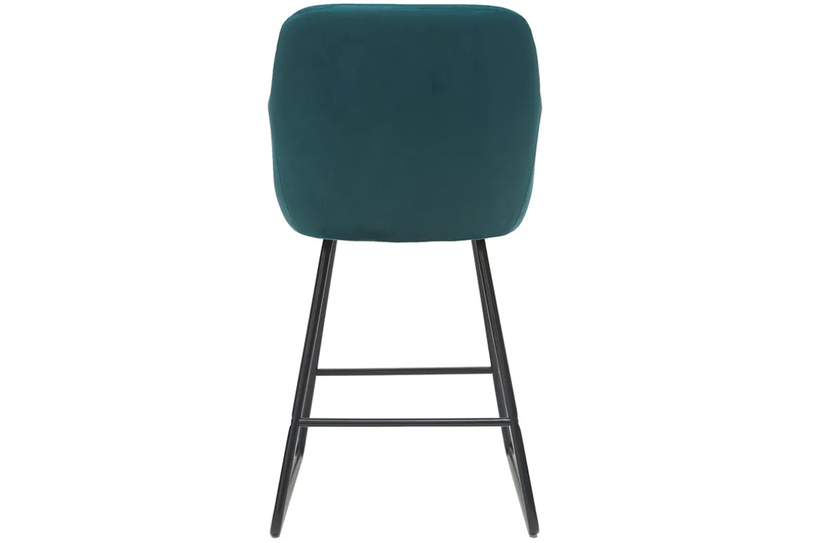Cheap Miliboo Taburetes de bar en tejido efecto terciopelo azul petróleo A65 cm (lote de 2) AMIKA