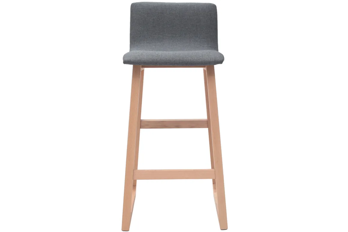 Clearance Miliboo Taburetes de bar madera clara y tejido gris lote de 2 OSAKA