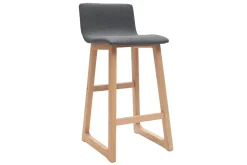 Clearance Miliboo Taburetes de bar madera clara y tejido gris lote de 2 OSAKA