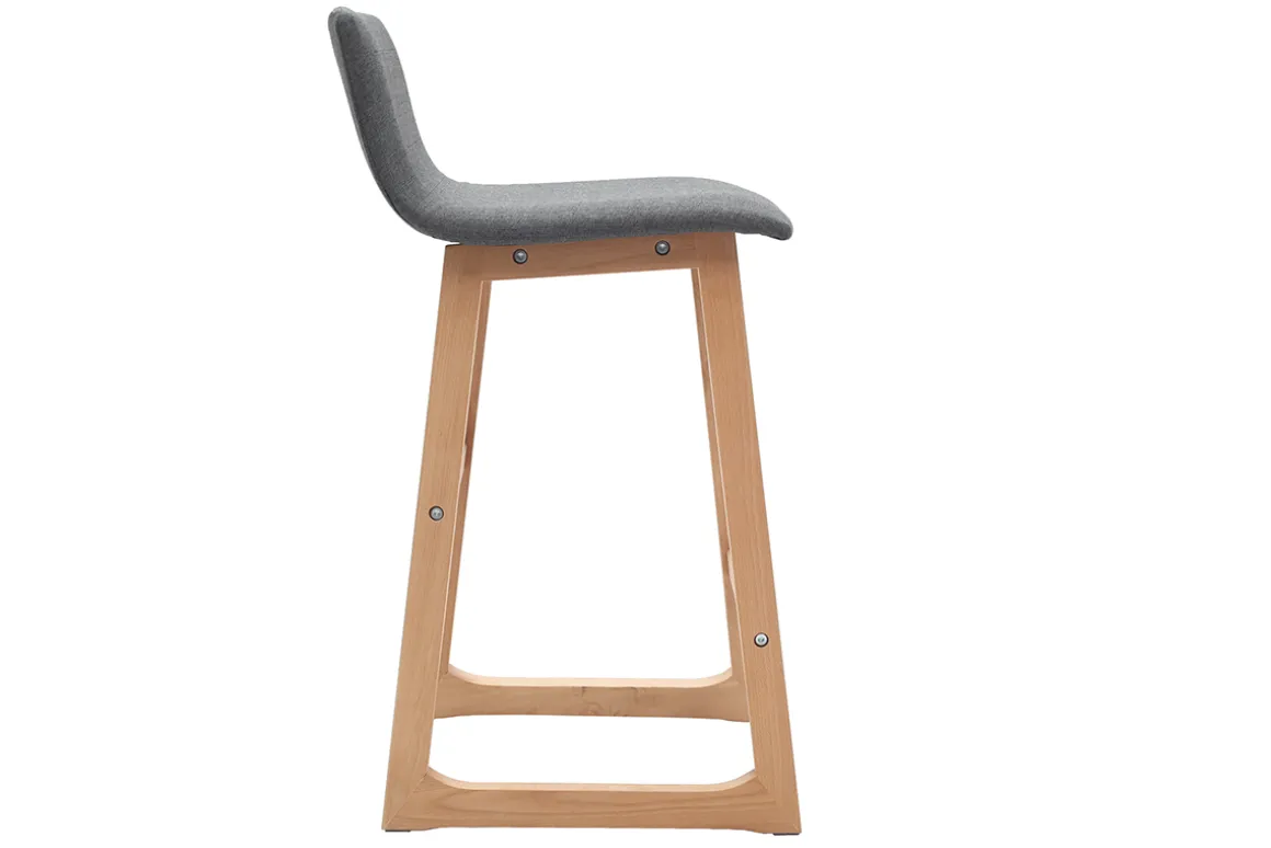 Clearance Miliboo Taburetes de bar madera clara y tejido gris lote de 2 OSAKA