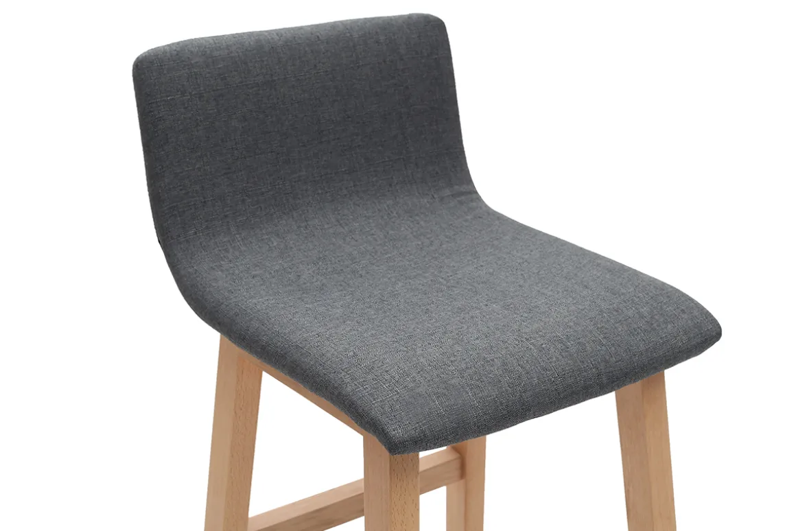 Clearance Miliboo Taburetes de bar madera clara y tejido gris lote de 2 OSAKA