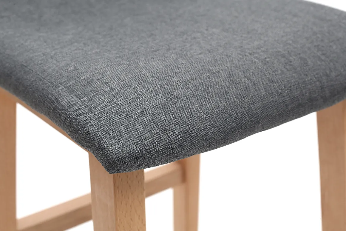 Clearance Miliboo Taburetes de bar madera clara y tejido gris lote de 2 OSAKA