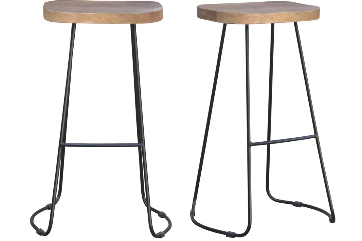 Store Miliboo Taburetes de bar mango y metal 75 cm (lote de 2) RUNKO