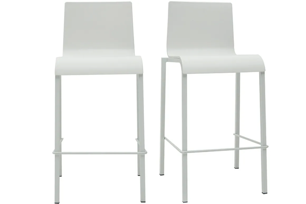 Best Miliboo Taburetes de bar modenros apilables blancos A65 cm (lote de 2) KUPA