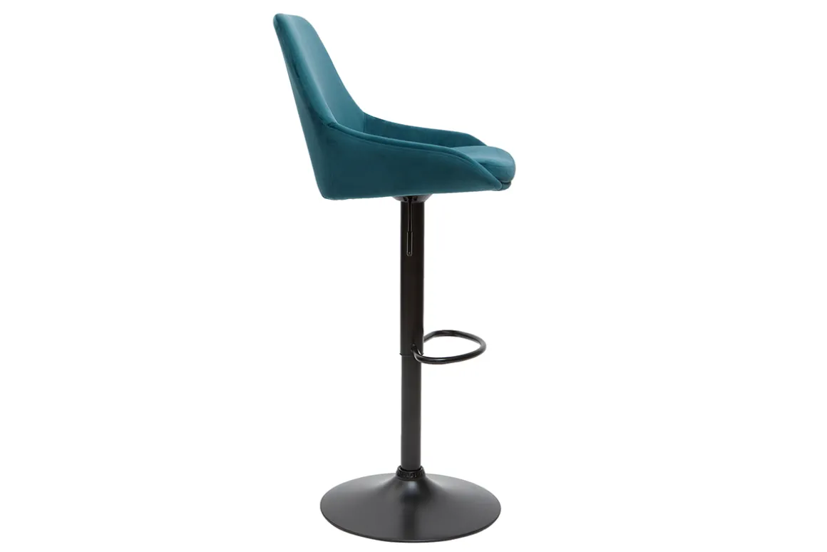 Clearance Miliboo Taburetes de bar moderno regulables terciopelo azul petróleo (lote de 2) HOLO