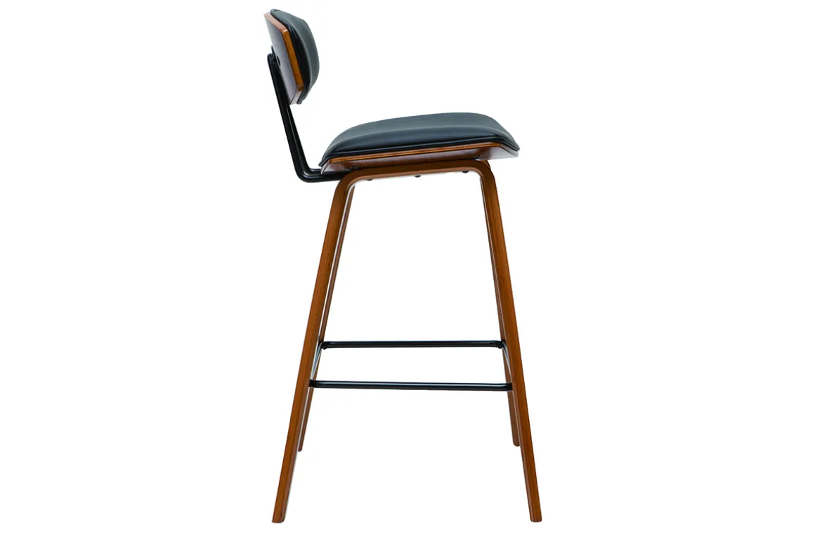 Cheap Miliboo Taburetes de bar moderno negro y madera oscura A69 cm (lote de 2) VASCO