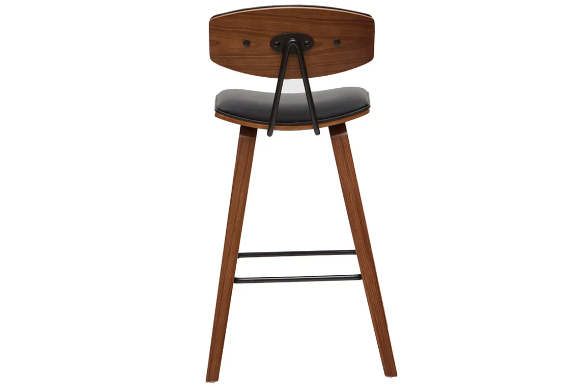 Cheap Miliboo Taburetes de bar moderno negro y madera oscura A69 cm (lote de 2) VASCO