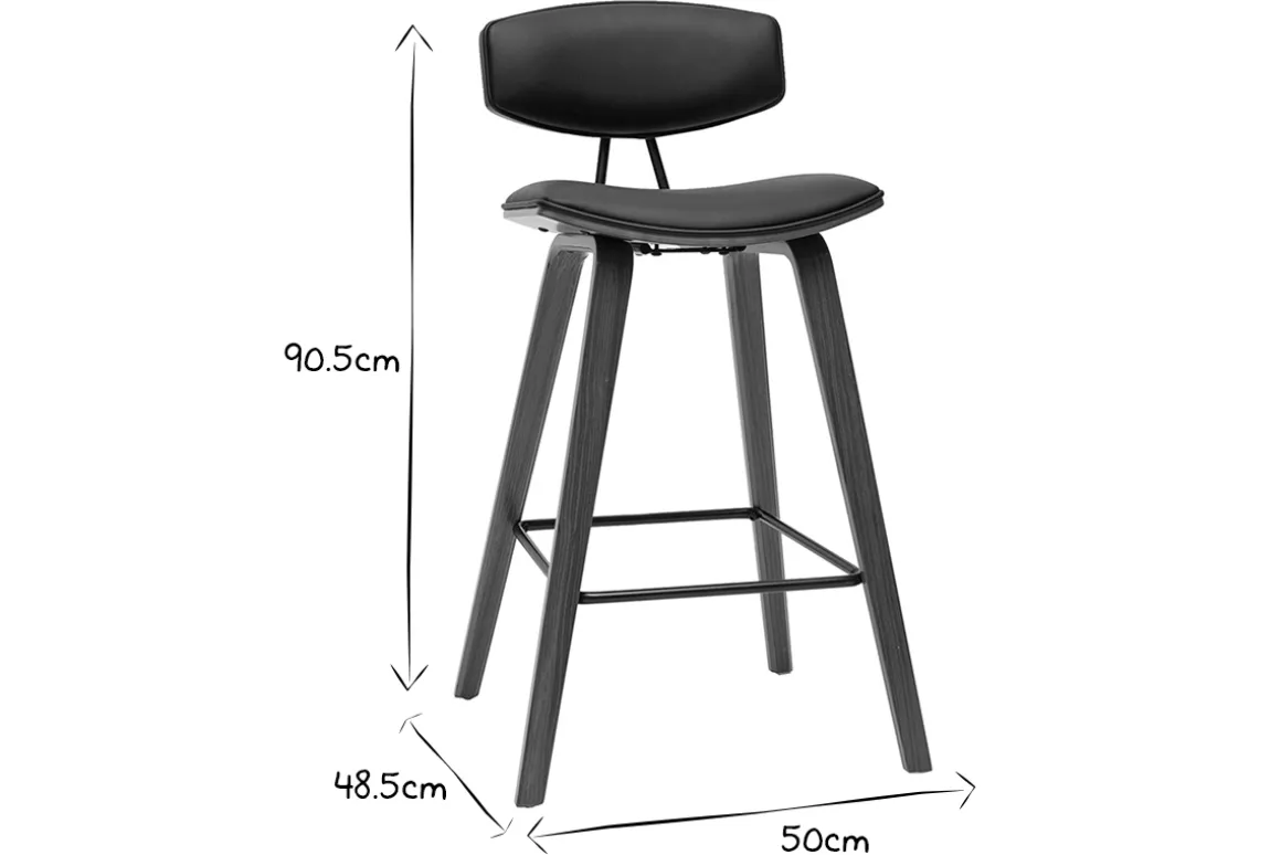 Cheap Miliboo Taburetes de bar moderno negro y madera oscura A69 cm (lote de 2) VASCO
