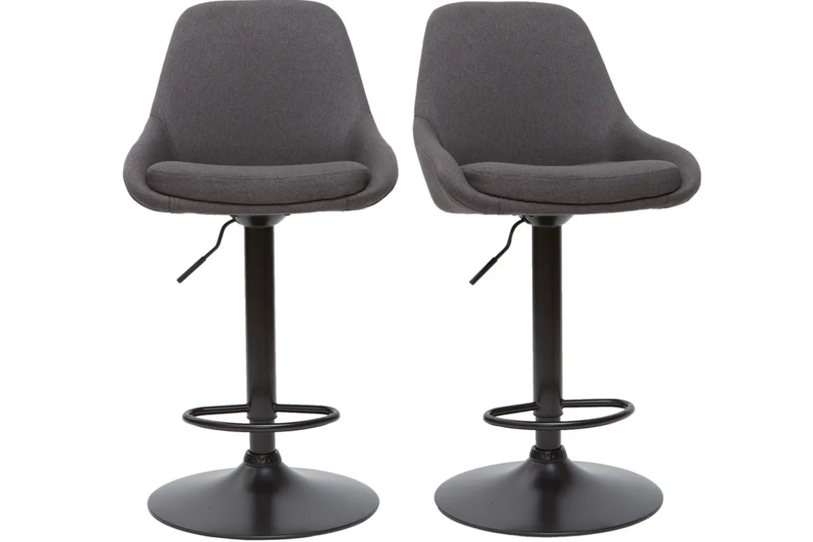 Outlet Miliboo Taburetes de bar modernos regulables gris oscuro (lote de 2) HOLO