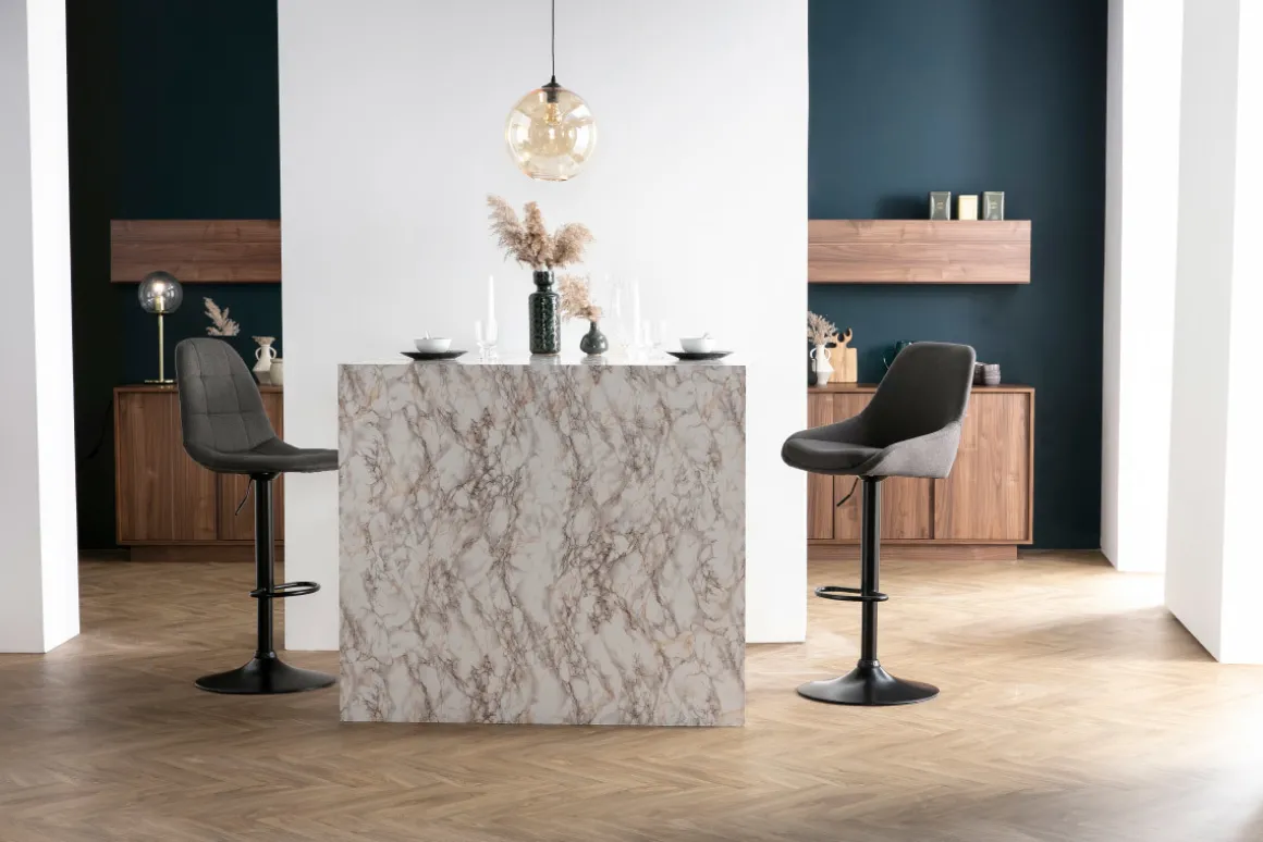 Outlet Miliboo Taburetes de bar modernos regulables gris oscuro (lote de 2) HOLO