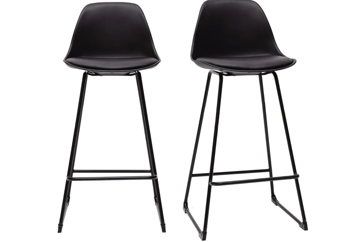 Sale Miliboo Taburetes de bar modernos negros patas metal 65 cm (lote de 2) FRANZ