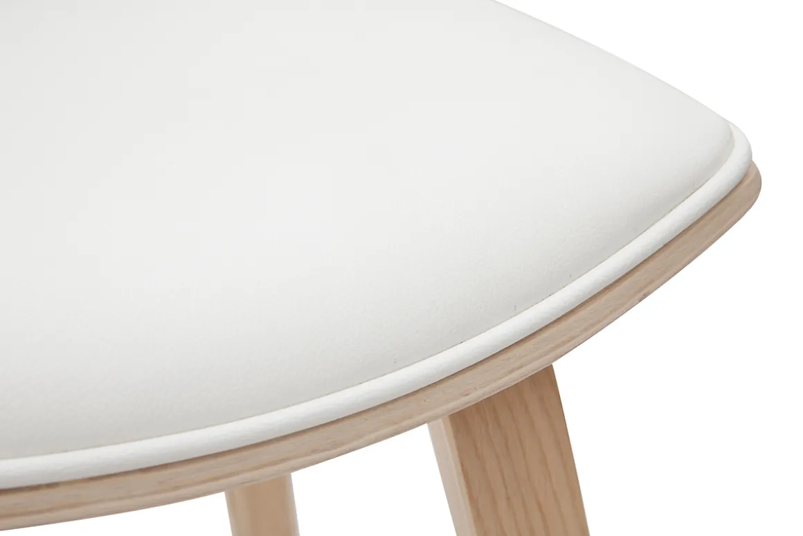 New Miliboo Taburetes de bar modernos blanco y madera clar A69 cm (lote de 2) VASCO