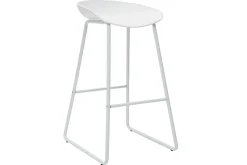 Shop Miliboo Taburetes de bar modernos blancos con patas en metal (lote de 2) PEBBLE