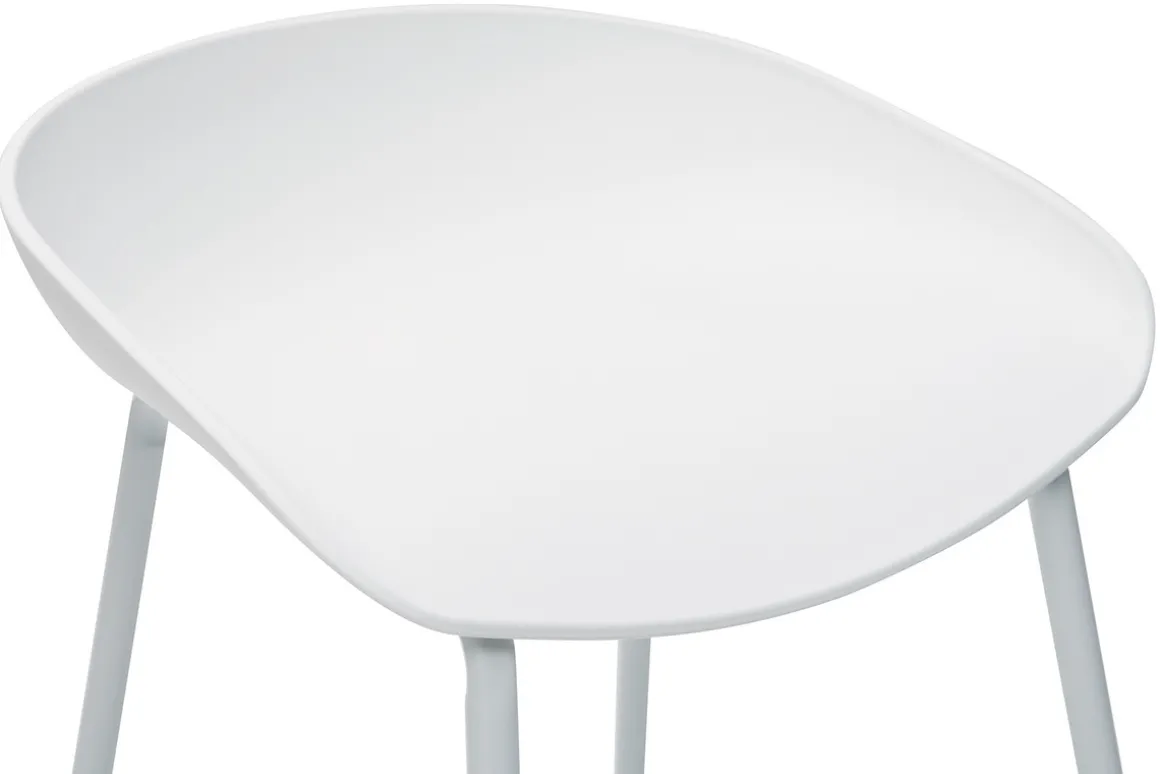 Shop Miliboo Taburetes de bar modernos blancos con patas en metal (lote de 2) PEBBLE