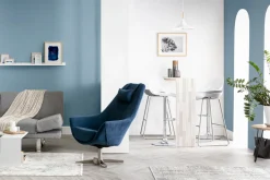 Shop Miliboo Taburetes de bar modernos blancos con patas en metal (lote de 2) PEBBLE