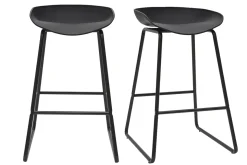 Cheap Miliboo Taburetes de bar modernos negros con patas en metal 65 cm (lote de 2) PEBBLE