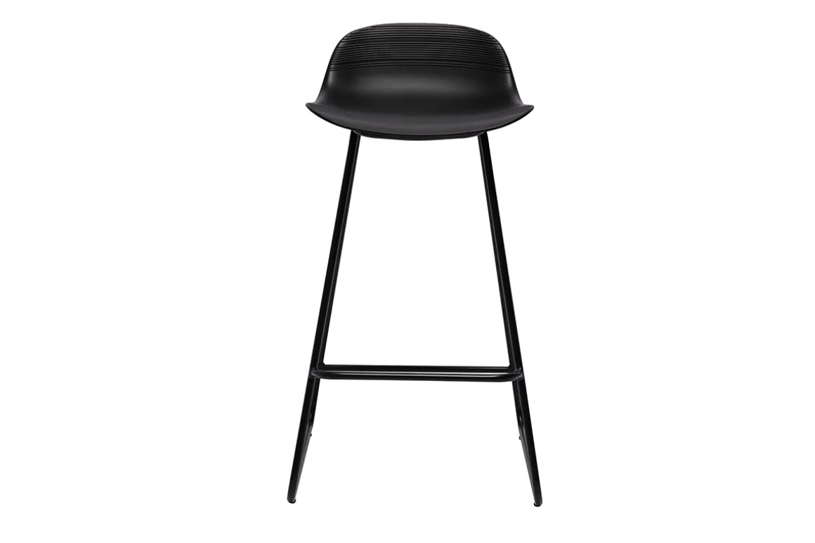 Hot Miliboo Taburetes de bar negro y pie negro A65 cm (lote de 2) ELLA
