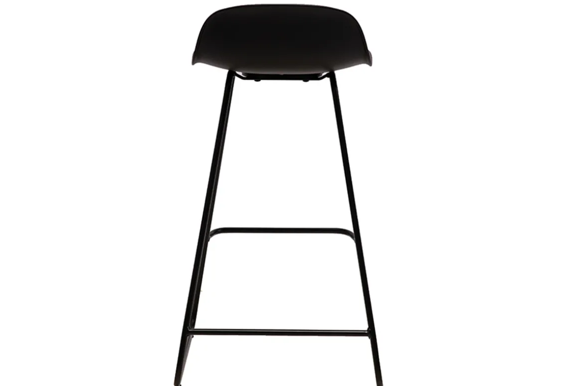 Hot Miliboo Taburetes de bar negro y pie negro A65 cm (lote de 2) ELLA