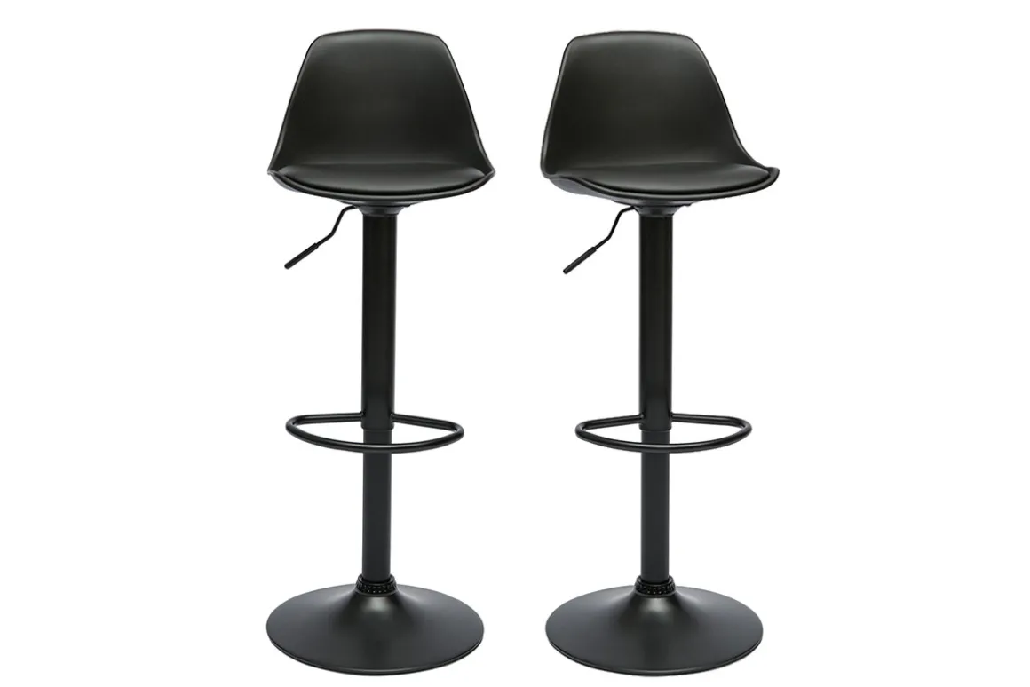 Discount Miliboo Taburetes de bar negros de diseño (paquete de 2) STEEVY