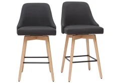Shop Miliboo Taburetes de bar nórdicos giratorios gris oscuro A65 cm (lote de 2) HASTA