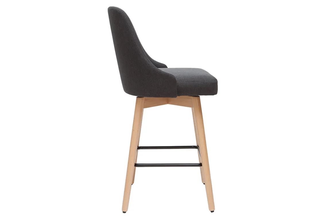 Shop Miliboo Taburetes de bar nórdicos giratorios gris oscuro A65 cm (lote de 2) HASTA