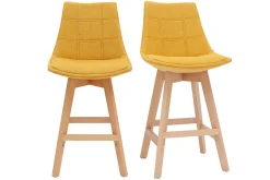 Best Sale Miliboo Taburetes de bar nórdicos tejido efecto amarillo mostaza 65 cm (lote de 2) MATILDE