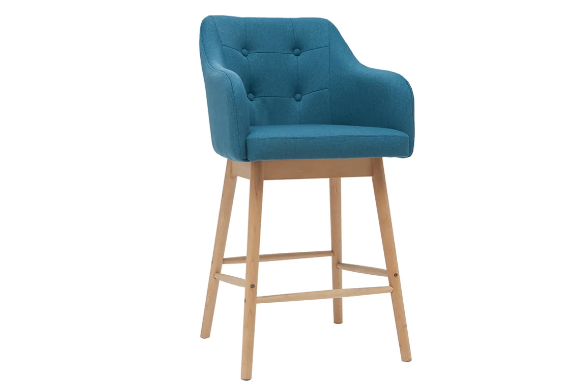 Cheap Miliboo Taburetes de bar nórdicos azul petróleo y madera A65 cm (lote de 2) BALTIK