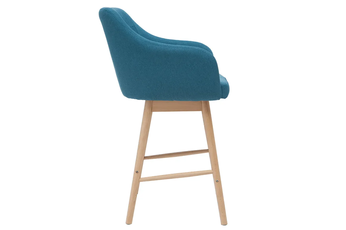 Cheap Miliboo Taburetes de bar nórdicos azul petróleo y madera A65 cm (lote de 2) BALTIK