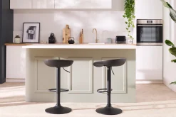 Hot Miliboo Taburetes de bar regulables modernos negros A65 cm (lote de 2) PEBBLE