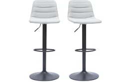 Cheap Miliboo Taburetes de bar regulables de tela gris claro (lote de 2) SAURY
