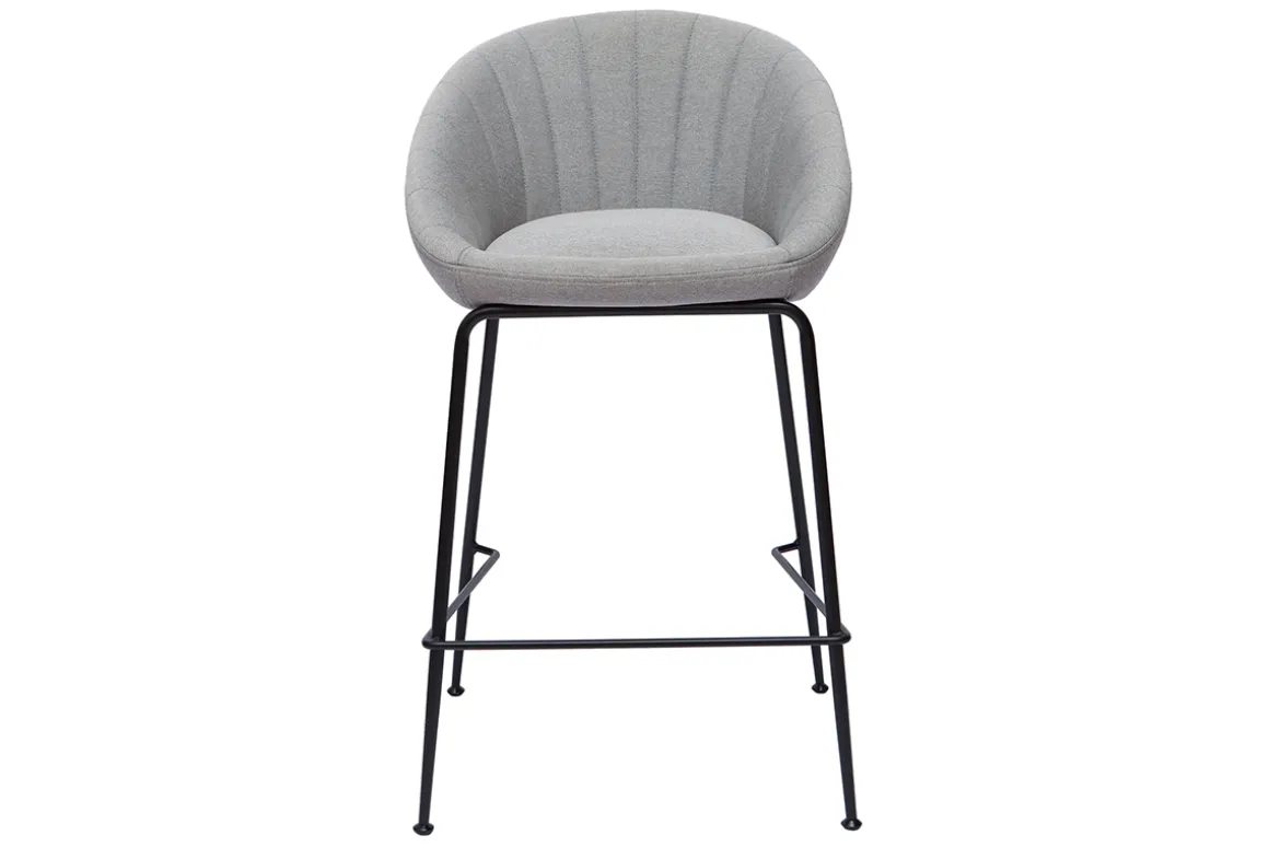Best Sale Miliboo Taburetes de bar tejido gris claro 65 cm (lote de 2) SHERU