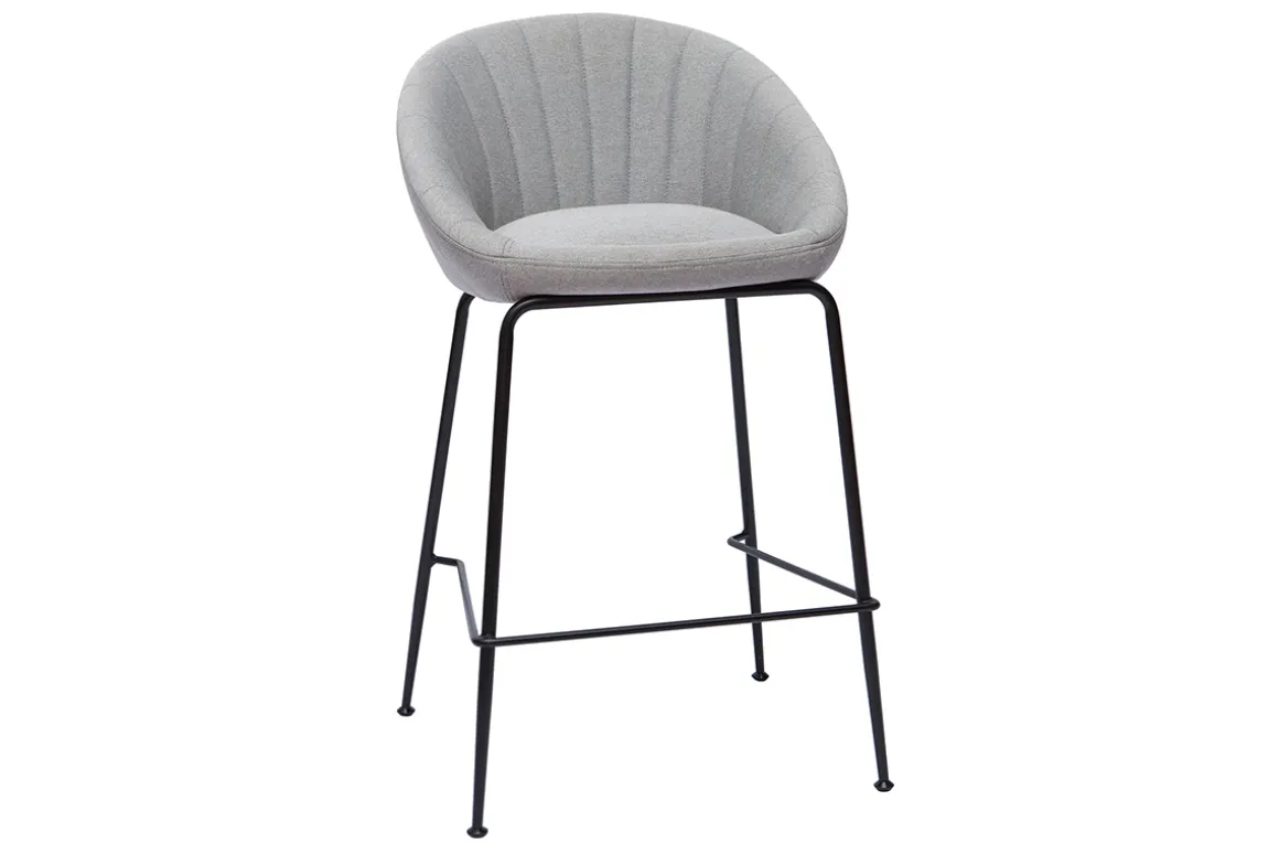 Best Sale Miliboo Taburetes de bar tejido gris claro 65 cm (lote de 2) SHERU