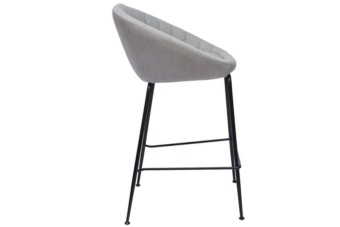 Best Sale Miliboo Taburetes de bar tejido gris claro 65 cm (lote de 2) SHERU