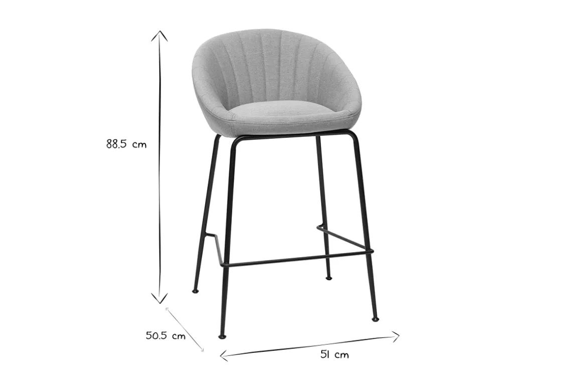 Best Sale Miliboo Taburetes de bar tejido gris claro 65 cm (lote de 2) SHERU