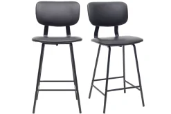 Outlet Miliboo Taburetes de bar vintage negro con patas en metal 65cm (lote de 2) LAB