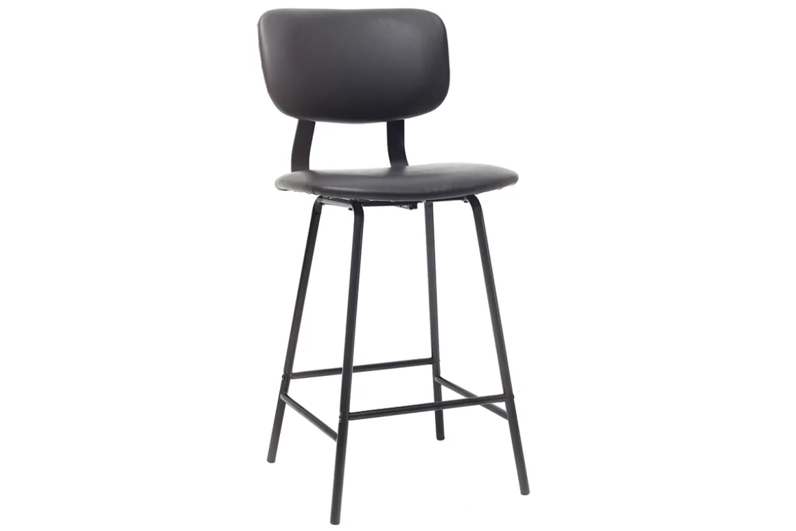 Outlet Miliboo Taburetes de bar vintage negro con patas en metal 65cm (lote de 2) LAB