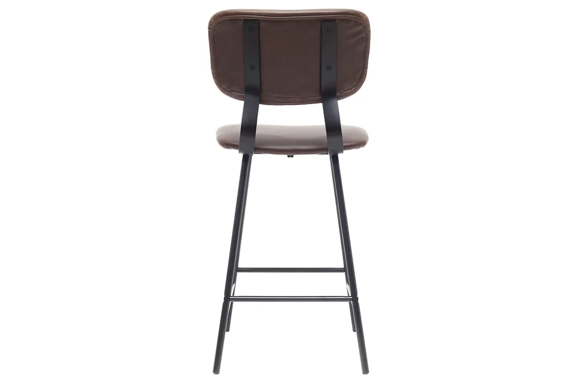Fashion Miliboo Taburetes de bar vintage marrón con patas en metal 65cm (lote de 2) LAB