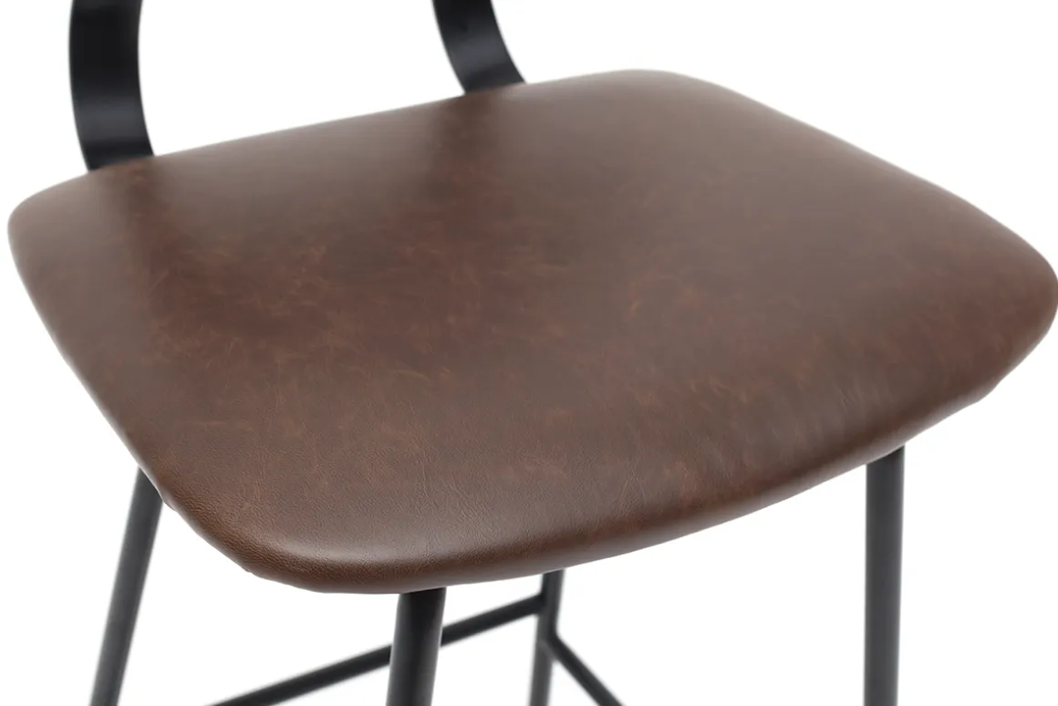 Fashion Miliboo Taburetes de bar vintage marrón con patas en metal 65cm (lote de 2) LAB