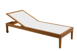 Hot Miliboo Tumbona blanca y madera maciza NAVEEN
