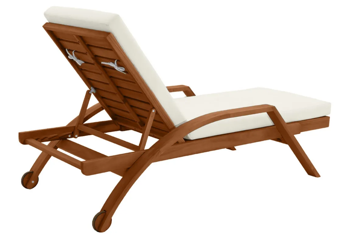 Online Miliboo Tumbona de color crudo y madera maciza MALAGA