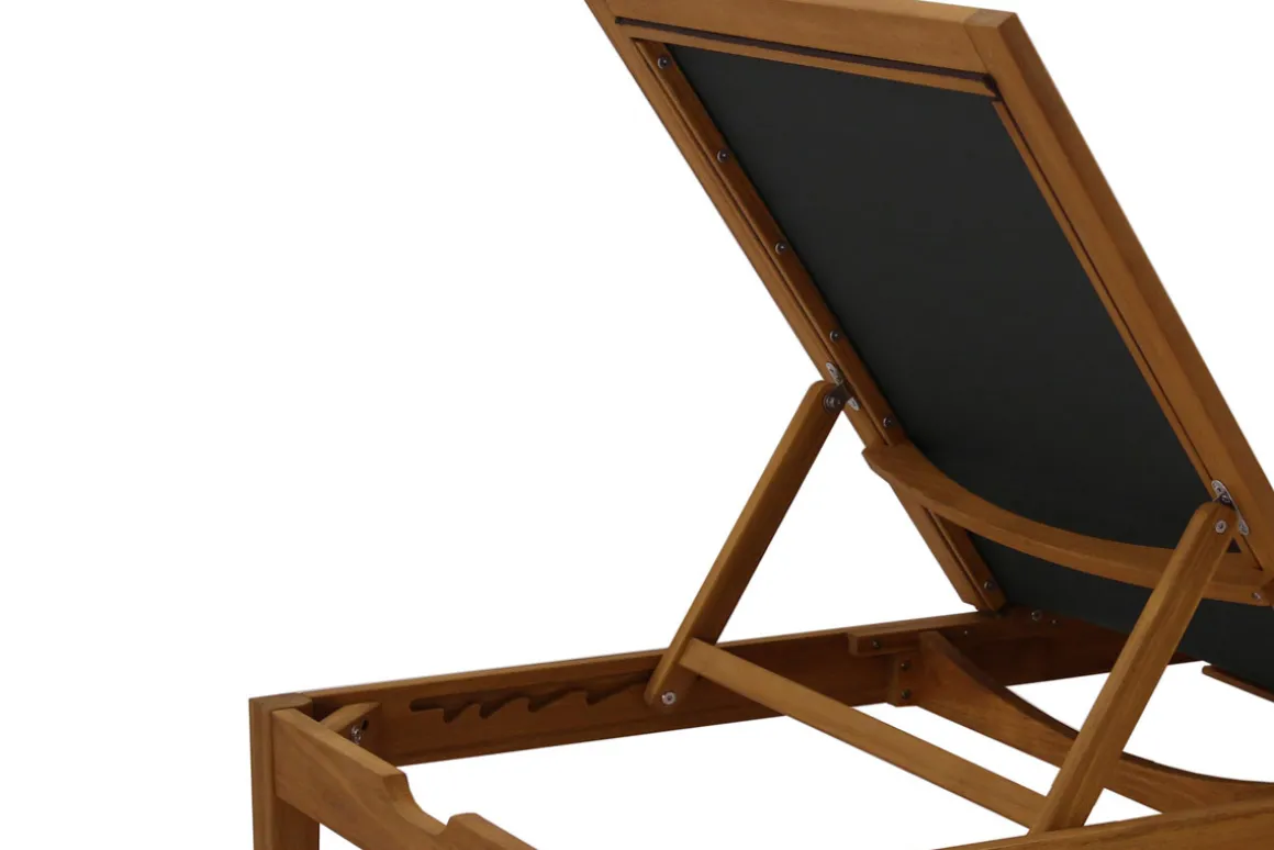 Discount Miliboo Tumbona gris oscuro y madera maciza NAVEEN