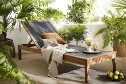 Discount Miliboo Tumbona gris oscuro y madera maciza NAVEEN